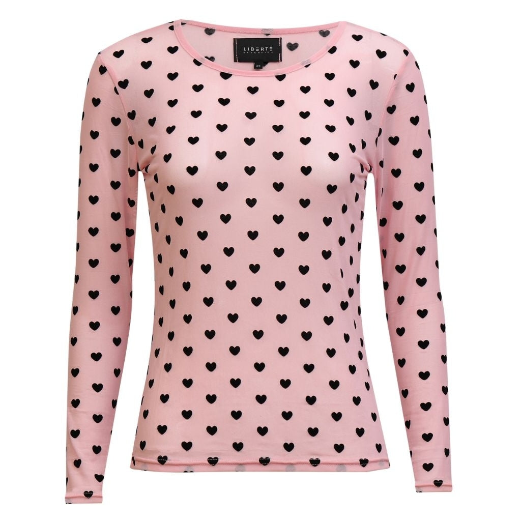 LIBERTÃ dame bluse MESH - ROSE BLACK FLOCK HEART